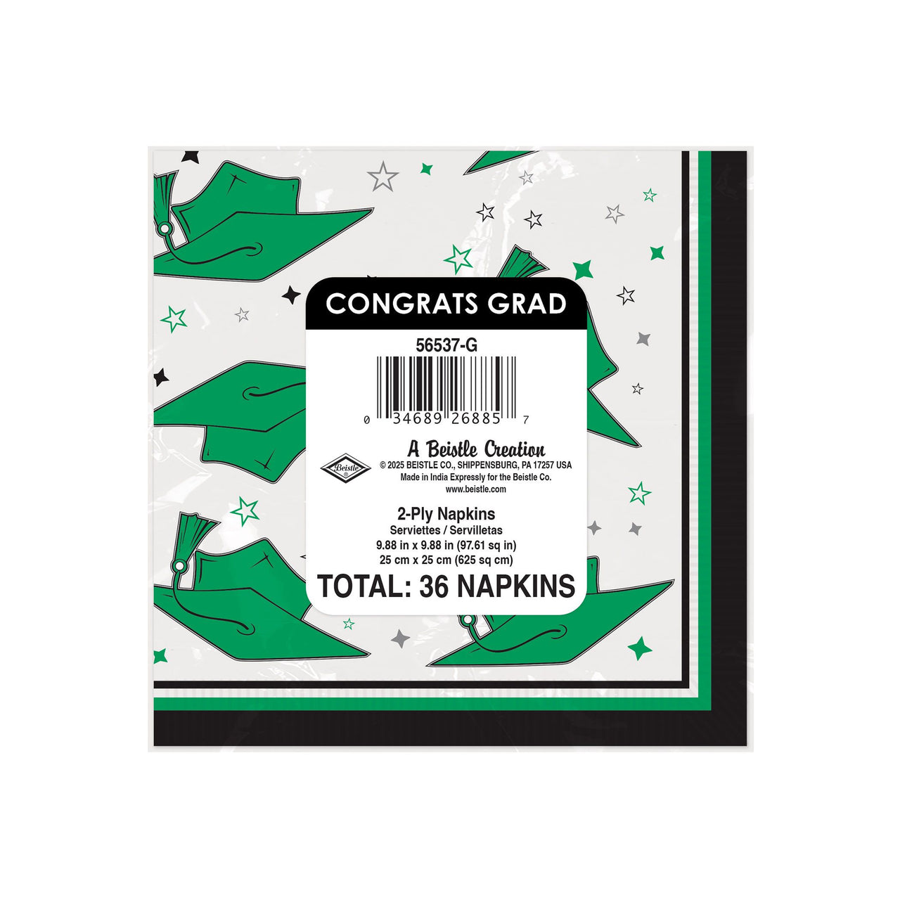 Congrats Grad Green Beverage Napkins - 36 Ct. (2-Ply)