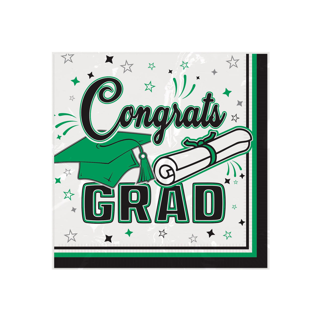 Congrats Grad Green Beverage Napkins - 36 Ct. (2-Ply)