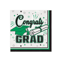 Congrats Grad Green Beverage Napkins - 36 Ct. (2-Ply)