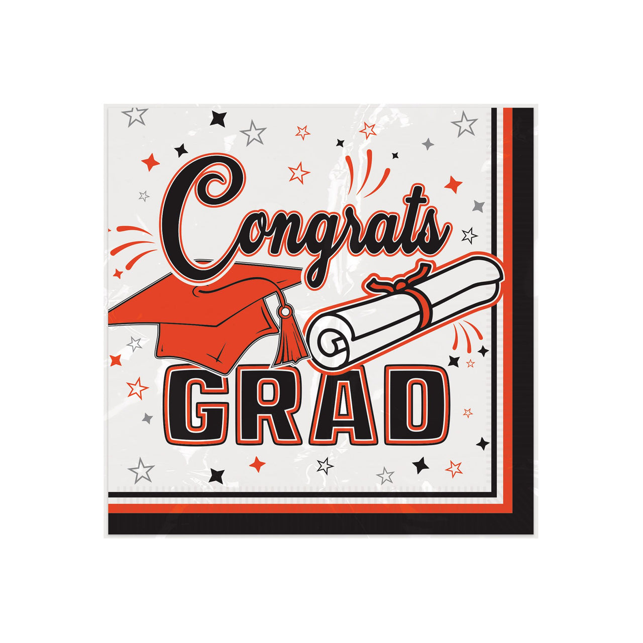 Congrats Grad Orange Beverage Napkins - 36 Count (2-Ply)