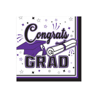 Congrats Grad Purple Beverage Napkins - 36-Count (2-Ply)