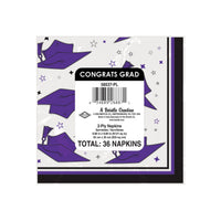 Congrats Grad Purple Beverage Napkins - 36-Count (2-Ply)