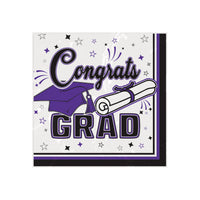 Congrats Grad Purple Beverage Napkins - 36-Count (2-Ply)