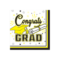 Congrats Grad Yellow Beverage Napkins - 36 Ct. (2-Ply)
