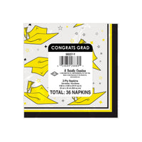 Congrats Grad Yellow Beverage Napkins - 36 Ct. (2-Ply)