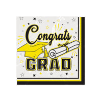 Congrats Grad Yellow Beverage Napkins - 36 Ct. (2-Ply)