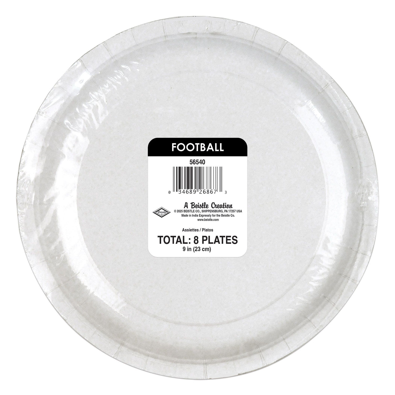 Football Party Plates - 9 Inch Dinner Plates (8 Pack)