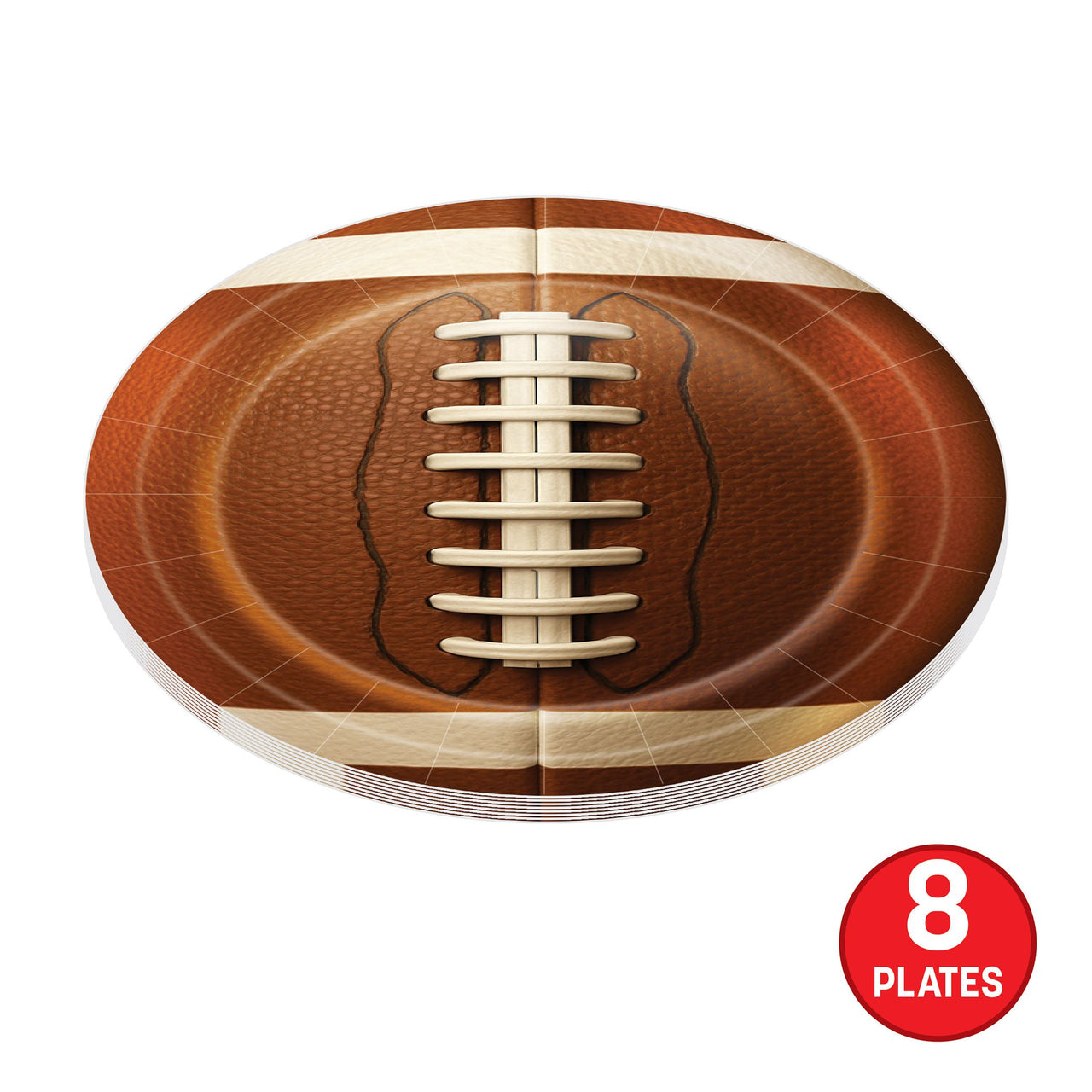 Football Party Plates - 9 Inch Dinner Plates (8 Pack)