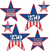 Patriotic Semiquincentennial Star Cutouts - Assorted Sizes