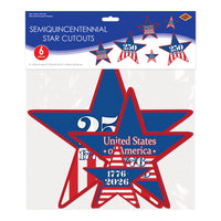 Patriotic Semiquincentennial Star Cutouts - Assorted Sizes