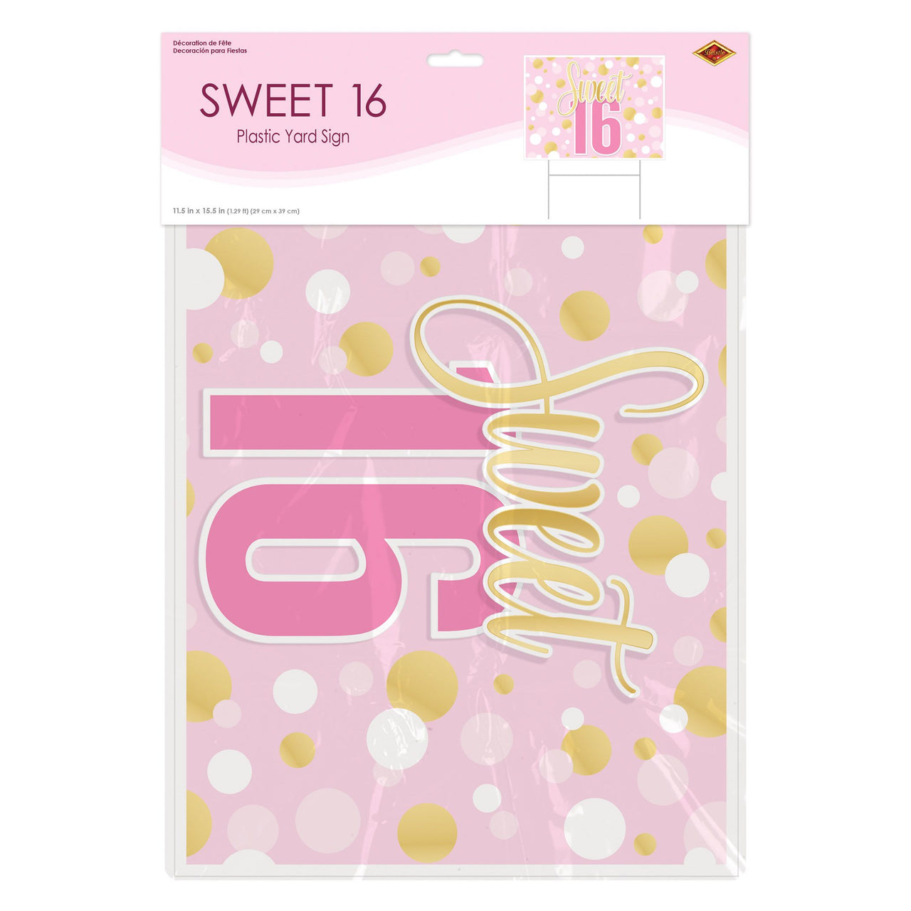 Sweet 16 Yard Sign - Weatherproof Plastic with H-Stake