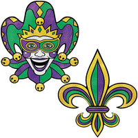 Jumbo Mardi Gras Glitter Cutouts (2-Pack) - 24.75 inch