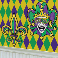Jumbo Mardi Gras Glitter Cutouts (2-Pack) - 24.75 inch
