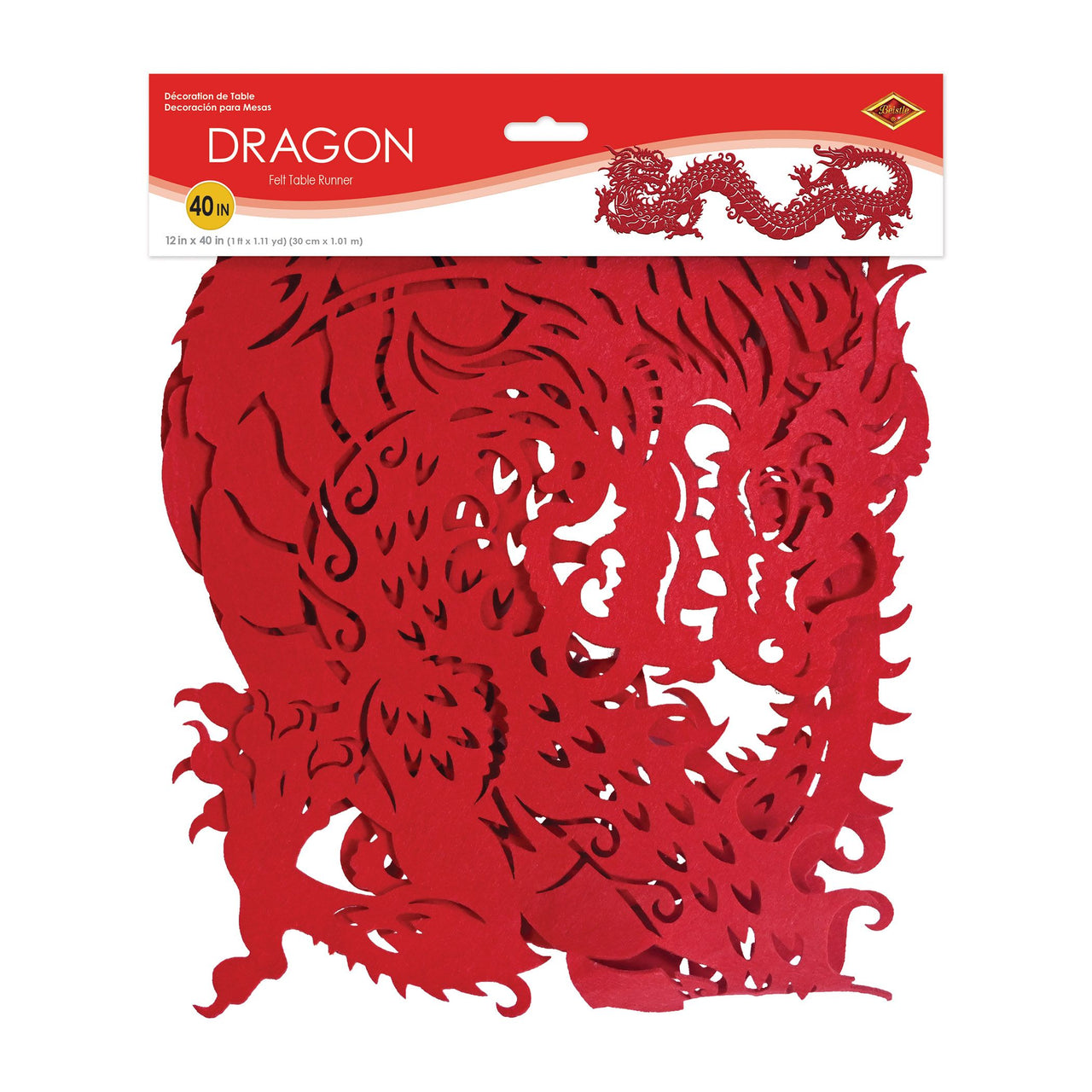 Felt Dragon Table Runner - 12 x 40 Inch Lunar New Year Decor - view 3
