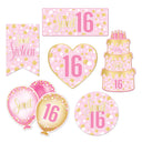 Sweet 16 Birthday Cutouts - Double-Sided Decorations (6-12")