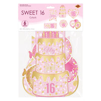 Sweet 16 Birthday Cutouts - Double-Sided Decorations (6-12