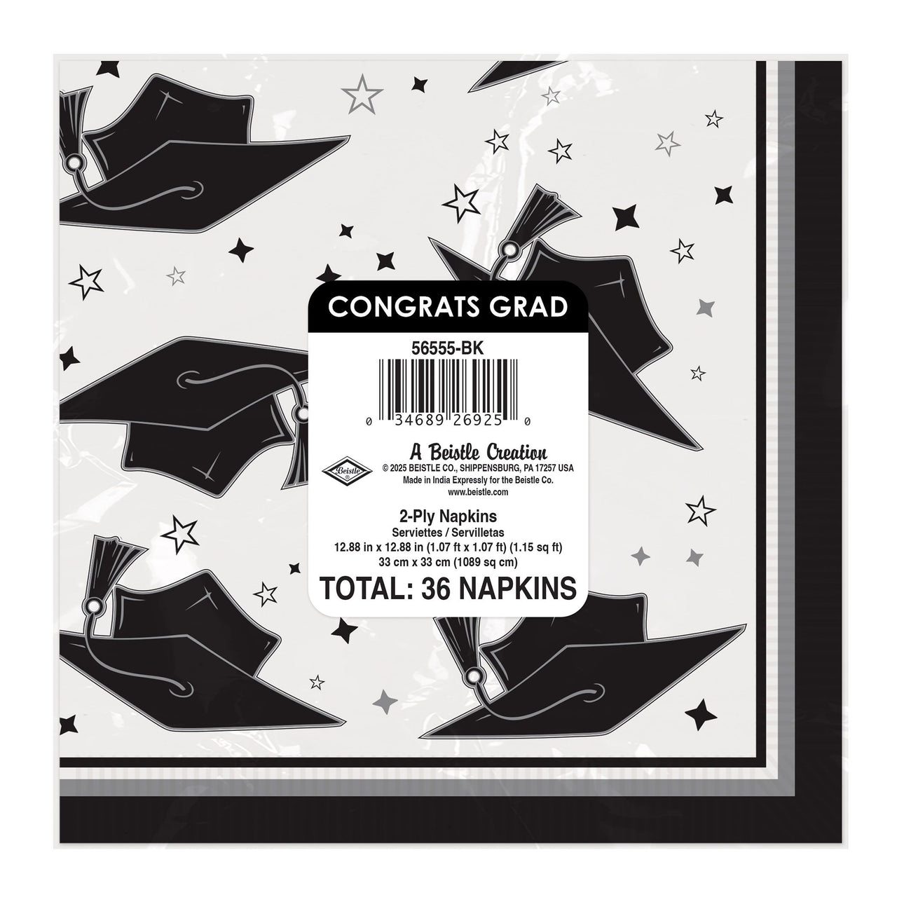 Graduation Congrats Grad Luncheon Napkins - Black (36 Count)