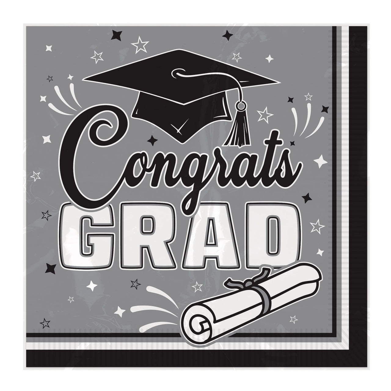 Graduation Congrats Grad Luncheon Napkins - Black (36 Count)