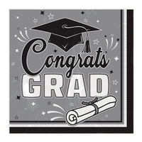 Graduation Congrats Grad Luncheon Napkins - Black (36 Count)