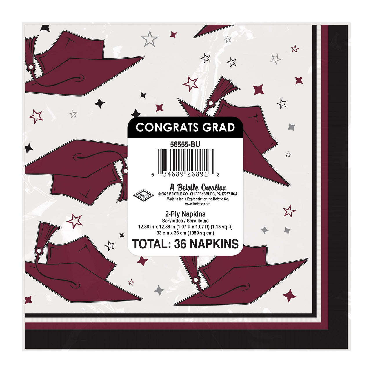 Congrats Grad Burgundy Luncheon Napkins - 36-Count Pack