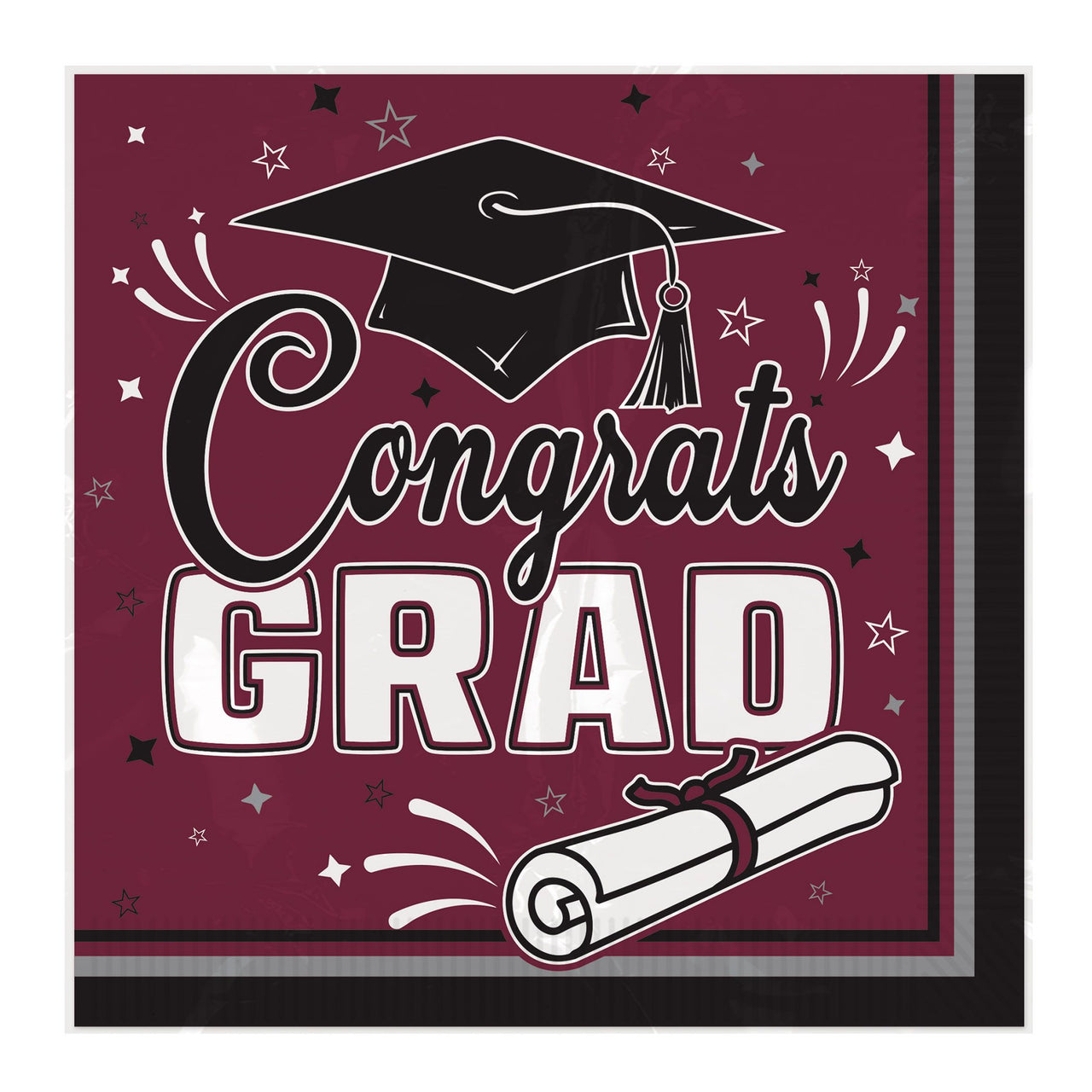 Congrats Grad Burgundy Luncheon Napkins - 36-Count Pack