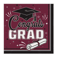 Congrats Grad Burgundy Luncheon Napkins - 36-Count Pack