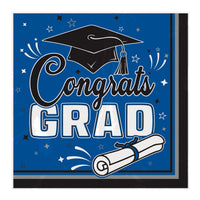 Congrats Grad Luncheon Napkins - Blue (36-Count)