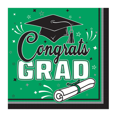 Congrats Grad Green Luncheon Napkins - 36-Count (2-Ply)