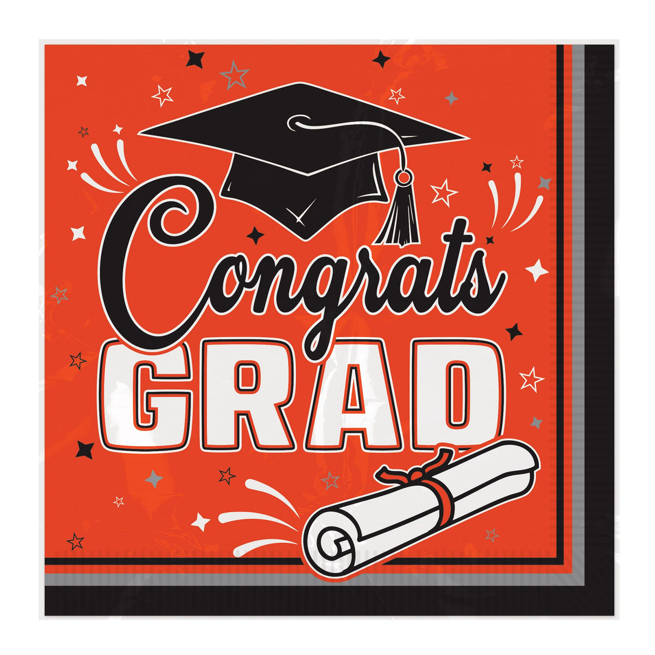 Orange "Congrats Grad" 2-Ply Luncheon Napkins - 36-Count Pack