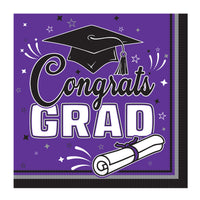 Congrats Grad Purple Luncheon Napkins - 36-Count Pack