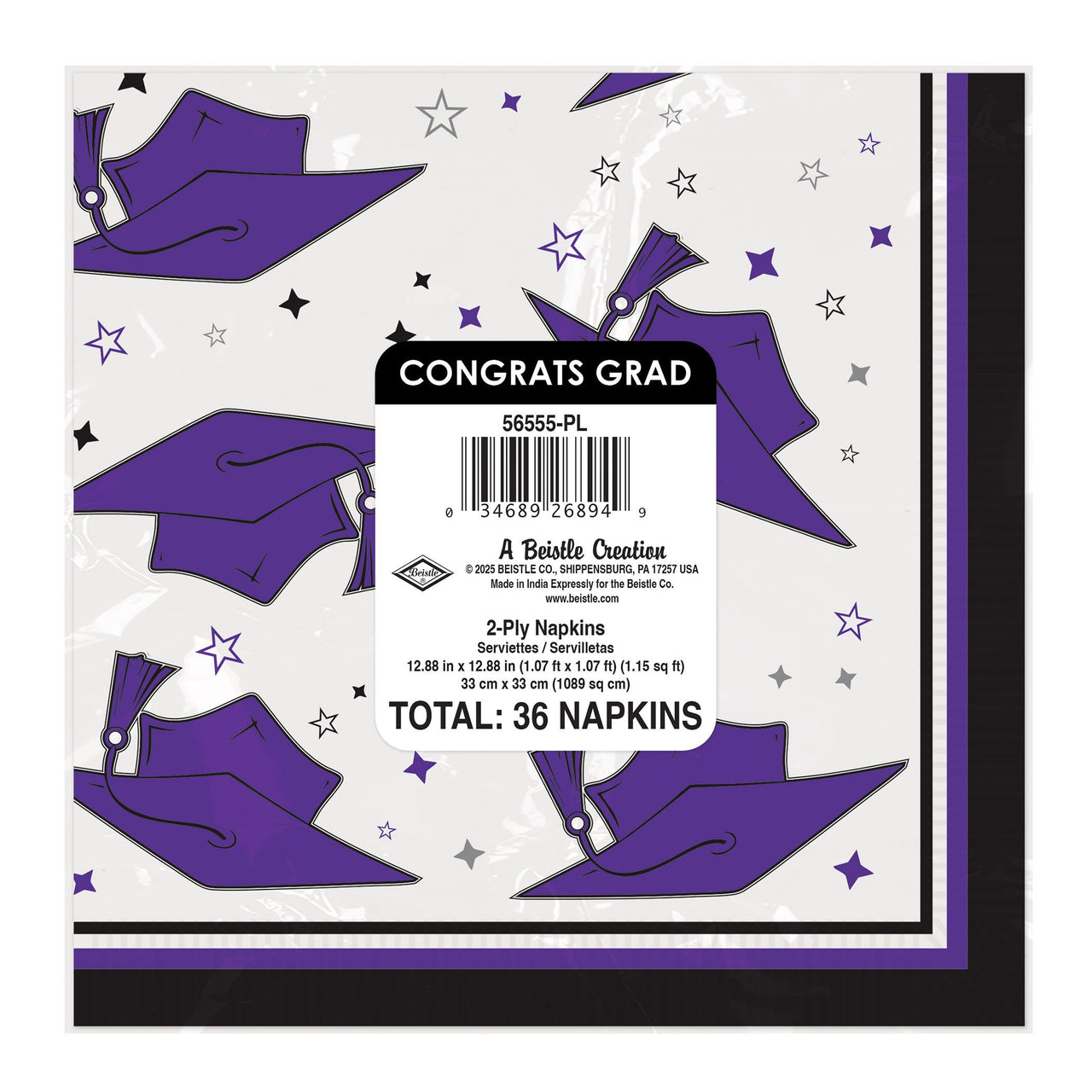 Congrats Grad Purple Luncheon Napkins - 36-Count Pack