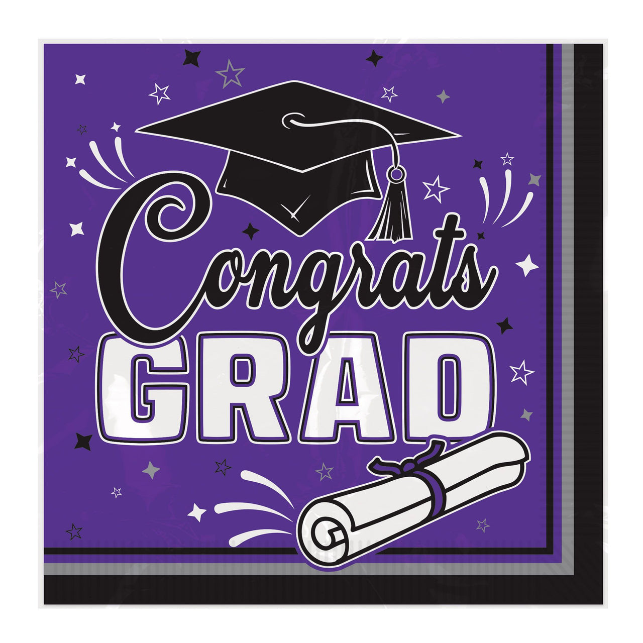 Congrats Grad Purple Luncheon Napkins - 36-Count Pack