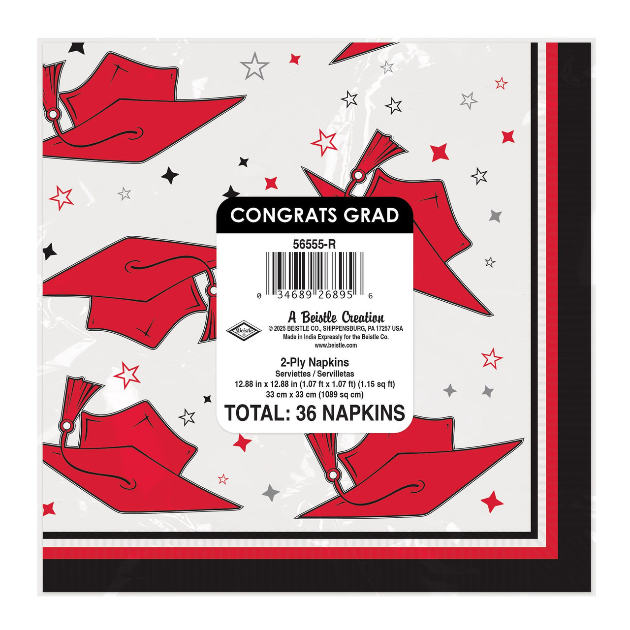Congrats Grad Red Luncheon Napkins - 36-Count 2-Ply