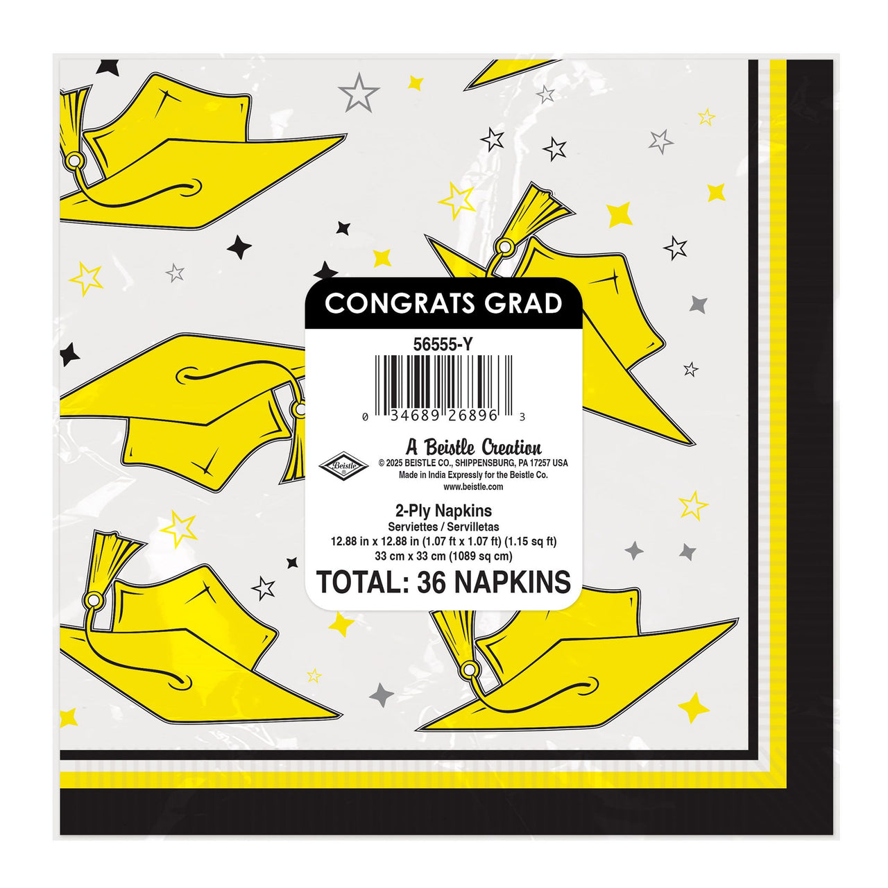 Congrats Grad Yellow Luncheon Napkins - 36 Ct (12 Pkgs)