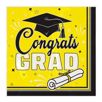 Congrats Grad Yellow Luncheon Napkins - 36 Ct (12 Pkgs)
