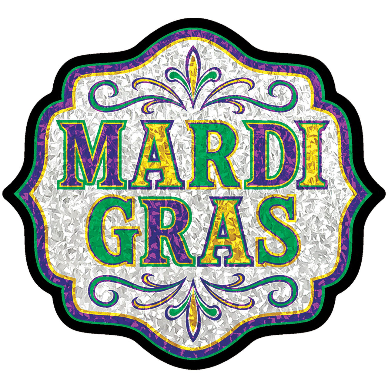 Mini Mardi Gras Glitter Cutouts - Double-Sided Decor (9-Pack)