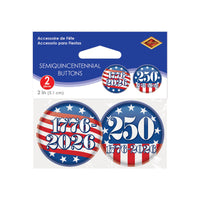 Semiquincentennial Buttons - Patriotic 2-inch (2/Pkg)