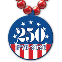 Semiquincentennial Patriotic Beads with Medallion - 33 Inch