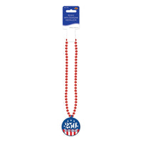 Semiquincentennial Patriotic Beads with Medallion - 33 Inch