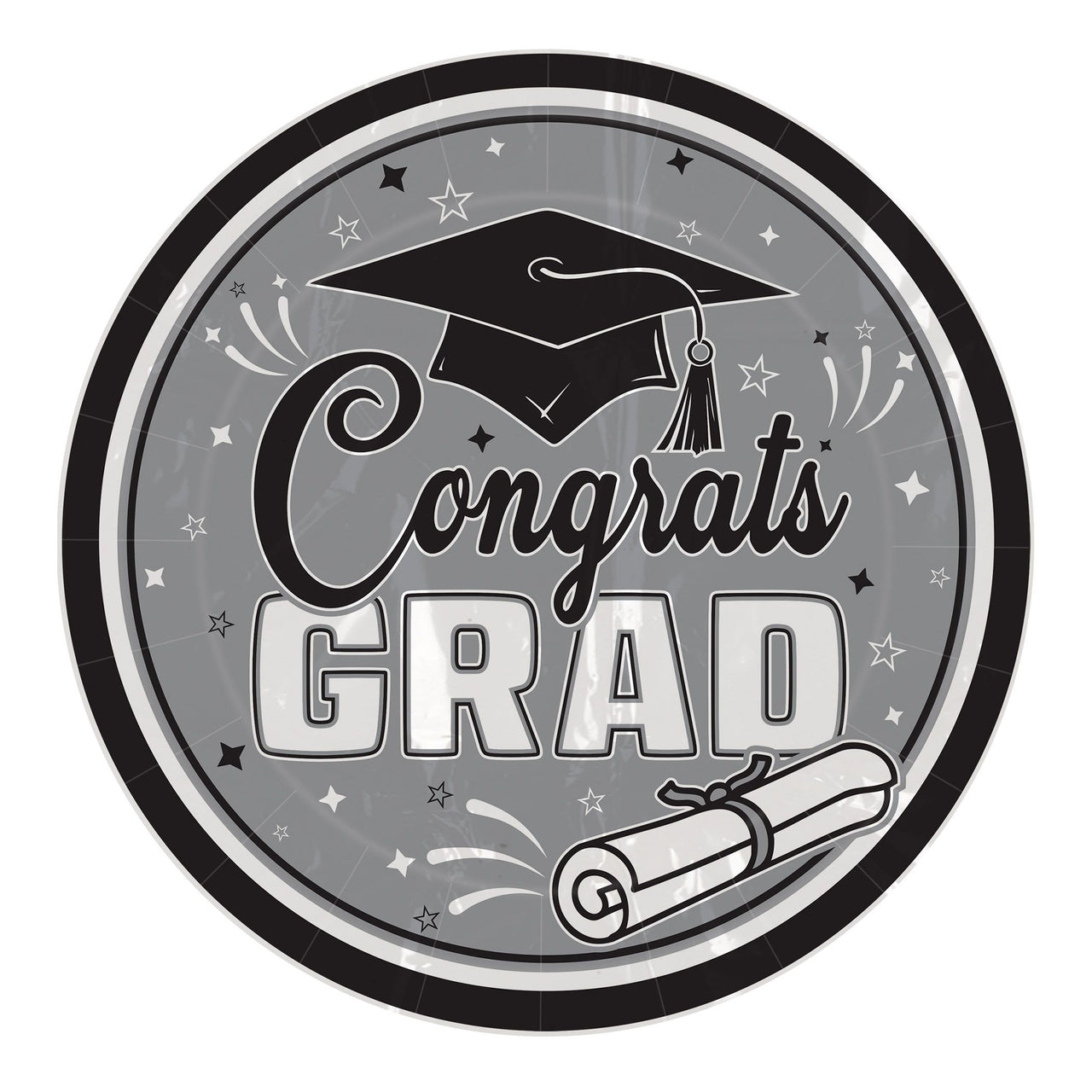 Congrats Grad 9" Dinner Plates - Black (18 Count)