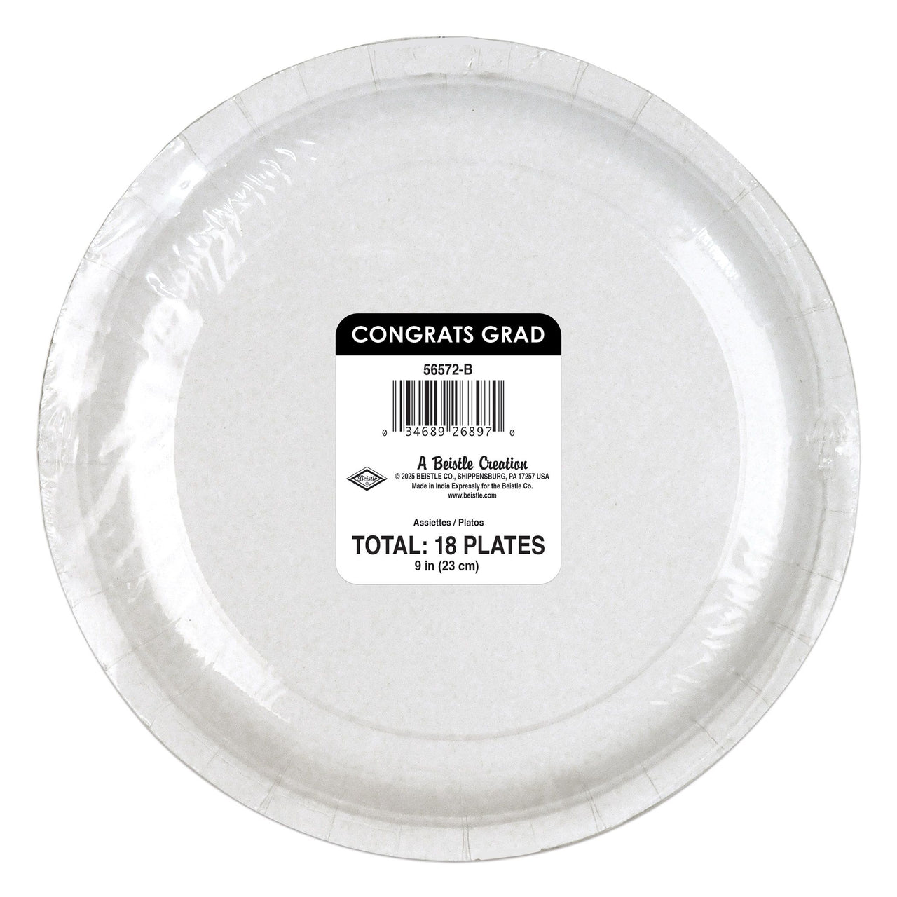 9" Congrats Grad Blue Dinner Plates (18-Count) - Graduation Party
