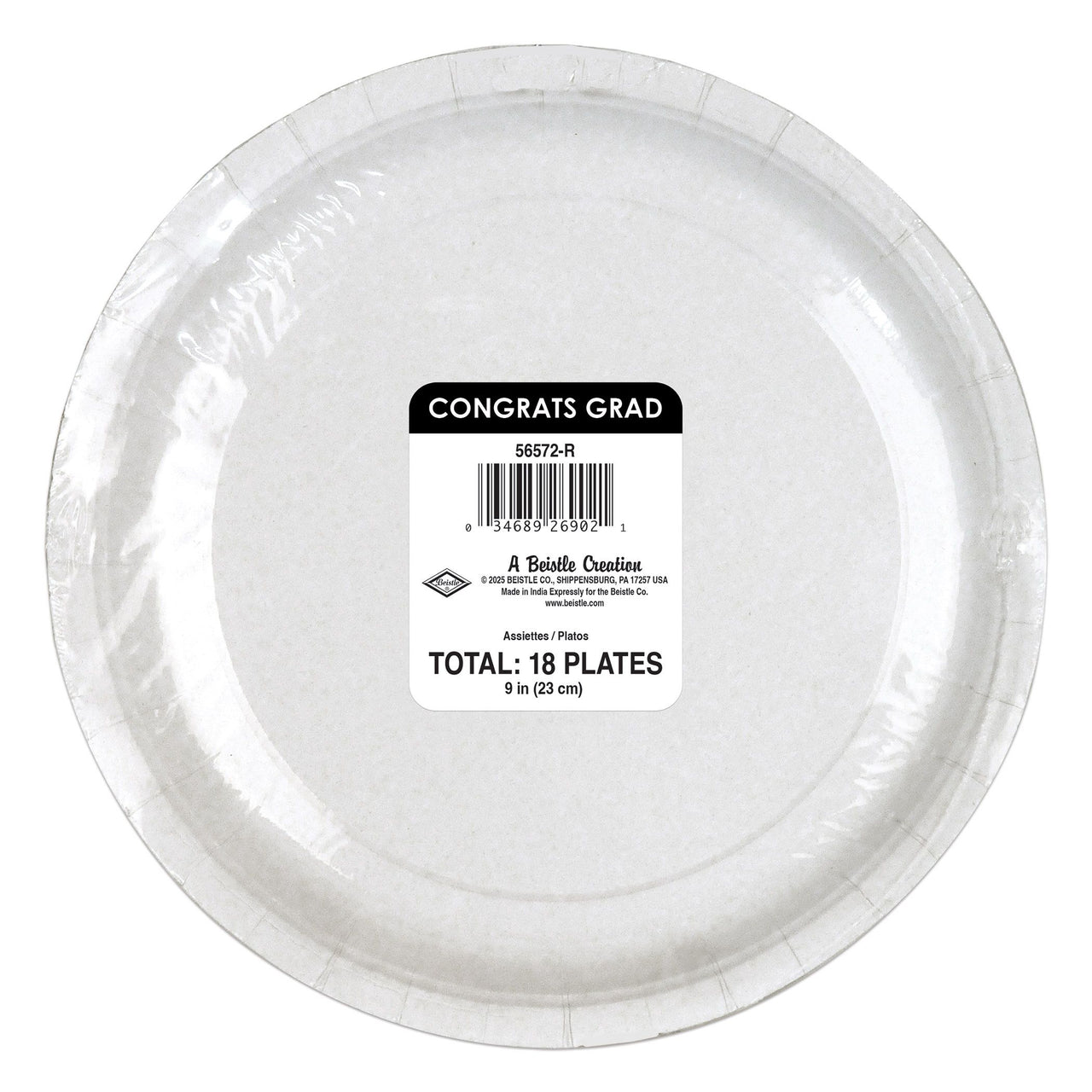 Red "Congrats Grad" 9-Inch Dinner Plates - 18 Count
