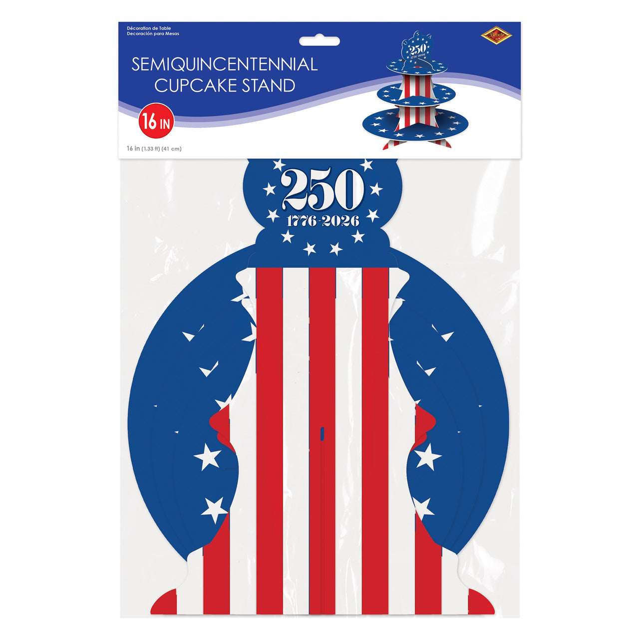 Semiquincentennial Cupcake Stand - 16 inch Patriotic Display