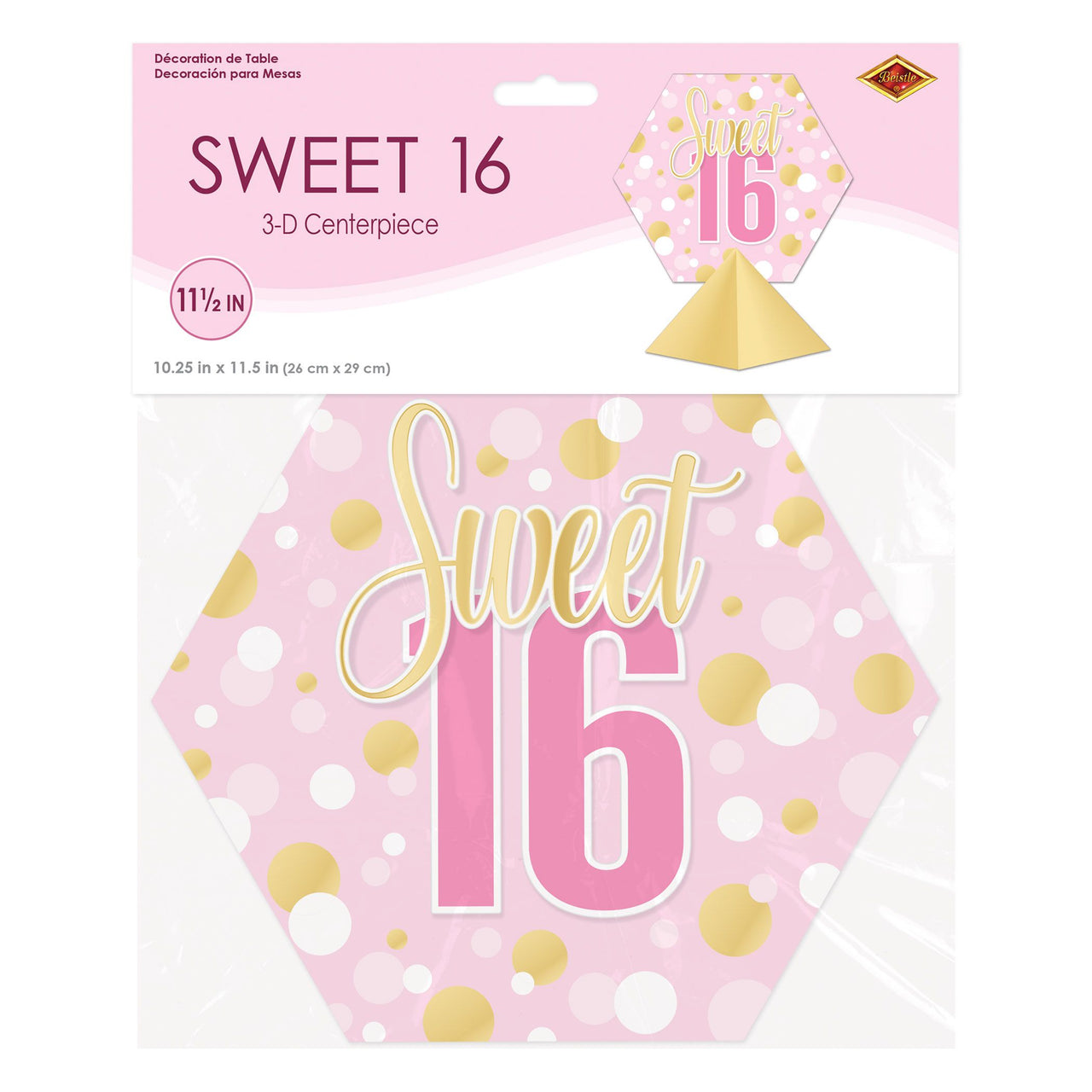 Sweet 16 3D Centerpiece - Pink & Sparkly Party Decor