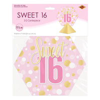 Sweet 16 3D Centerpiece - Pink & Sparkly Party Decor