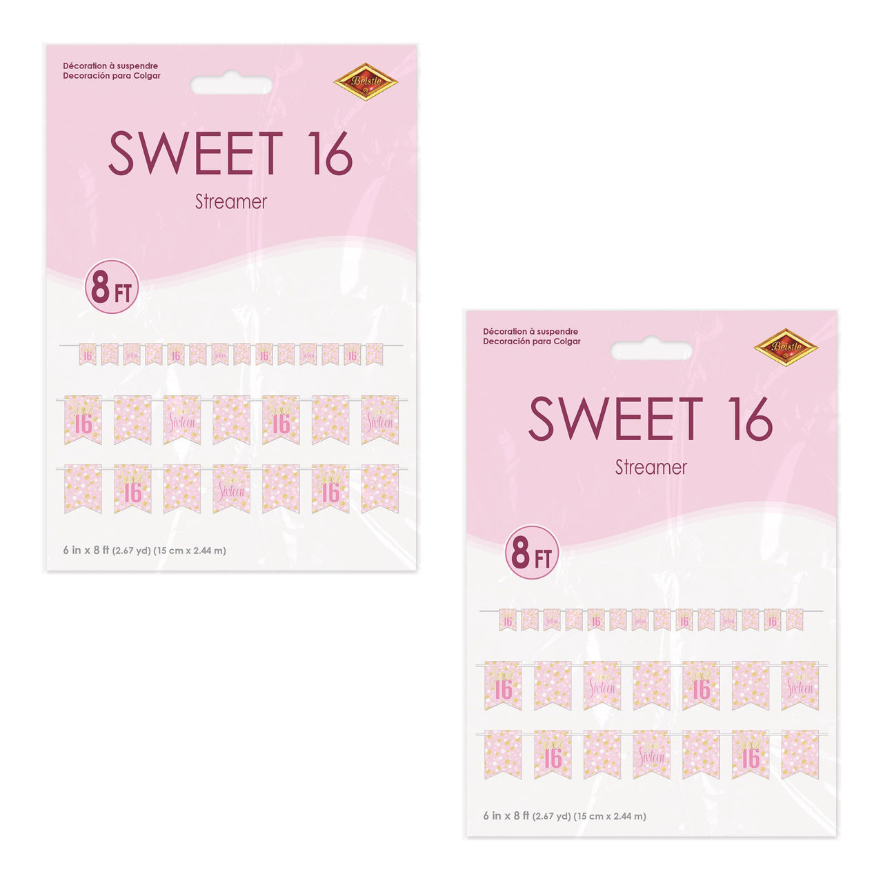 Sweet 16 Streamer - 6in x 8ft Birthday Party Banner