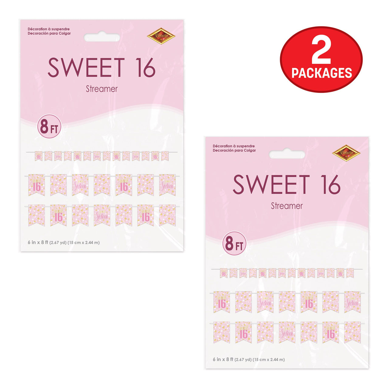Sweet 16 Streamer - 6in x 8ft Birthday Party Banner