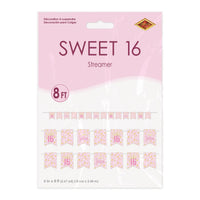 Sweet 16 Streamer - 6in x 8ft Birthday Party Banner