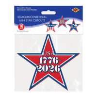 Semiquincentennial Mini Star Cutouts - Patriotic Decor (10/Pkg)