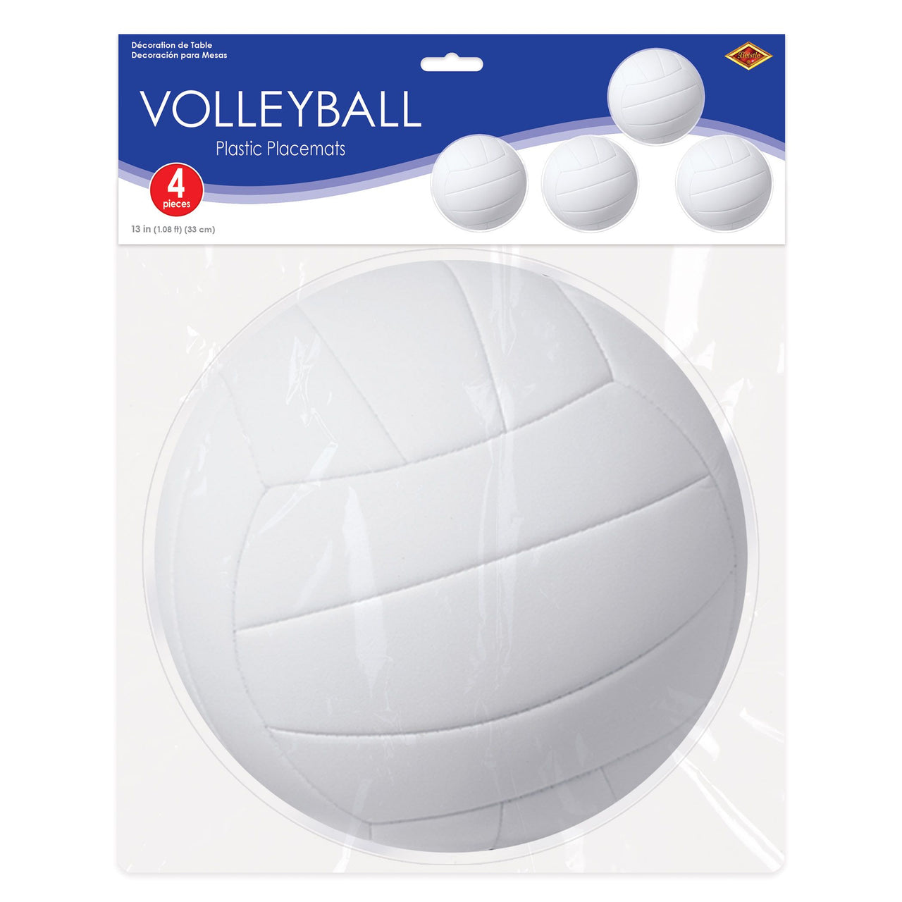 Volleyball Round Plastic Placemats - 4 Pack | 13 inch